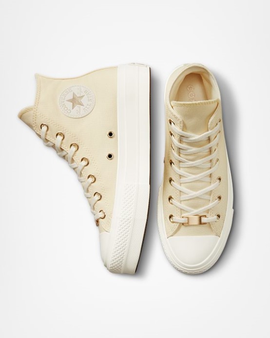 Chuck Taylor All Star Lift Zvýšený Zlatý Vysoký Vrch Converse Mamičky Zemiakový šalát/svetlé Zlato/egret