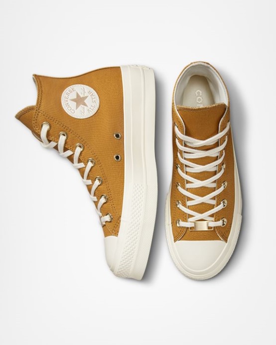 Pálený Med/svetlé Zlato/egret Chuck Taylor All Star Lift Vyvýšený Zlatý Vysoký Vrch Converse