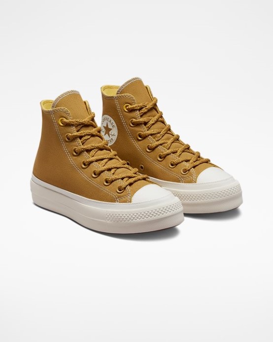 Converse Pálený Med/thriftshop Yellow Chuck Taylor All Star Lift Pracovné Odevy Textil Vysoký Top