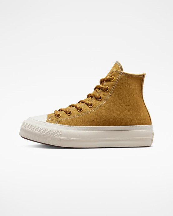 Converse Pálený Med/thriftshop Yellow Chuck Taylor All Star Lift Pracovné Odevy Textil Vysoký Top