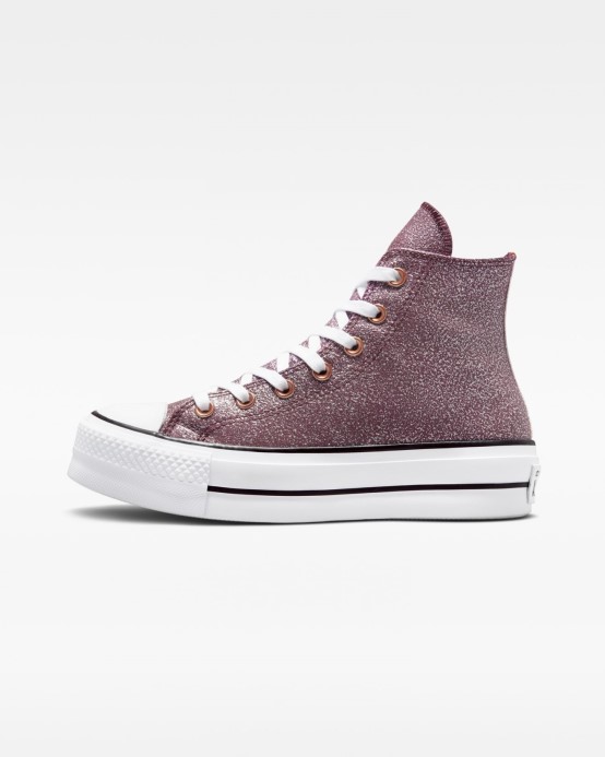 Tmavé Víno/meď/biele Converse Chuck Taylor All Star Forest Glam Lift High Top