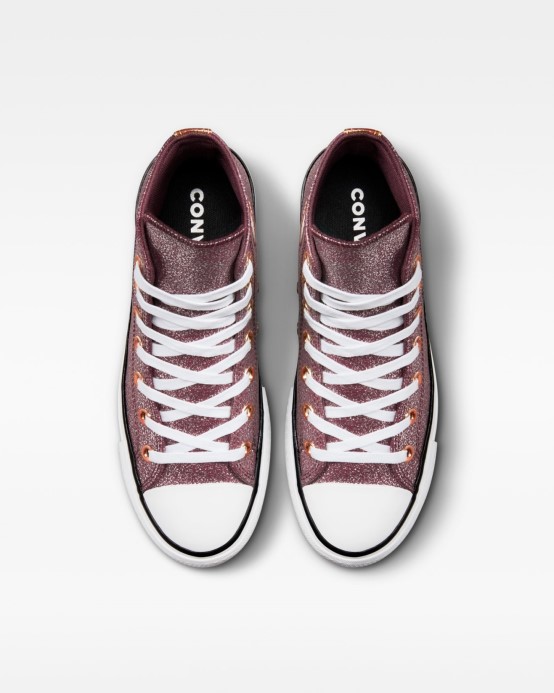 Tmavé Víno/meď/biele Converse Chuck Taylor All Star Forest Glam Lift High Top