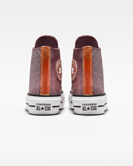 Tmavé Víno/meď/biele Converse Chuck Taylor All Star Forest Glam Lift High Top