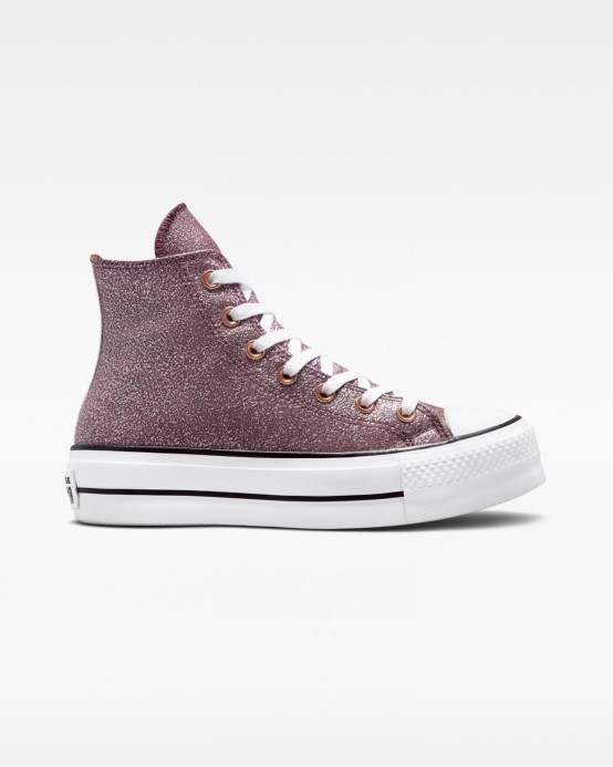 Tmavé Víno/meď/biele Converse Chuck Taylor All Star Forest Glam Lift High Top