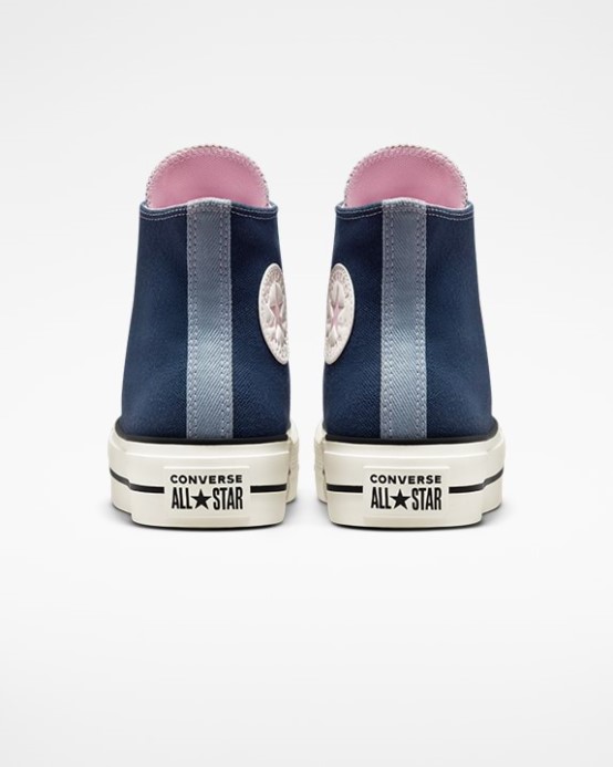 Chuck Taylor All Star Lift Denim Fashion Vysoký Top Námornícka/egret/sunrise Ružová Converse