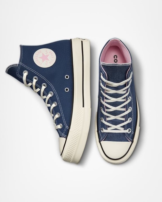 Chuck Taylor All Star Lift Denim Fashion Vysoký Top Námornícka/egret/sunrise Ružová Converse