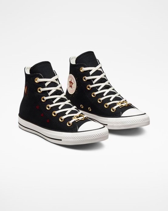 Converse Black/white/back Alley Brick Chuck Taylor All Star Valentines Day High Top