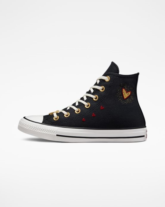 Converse Black/white/back Alley Brick Chuck Taylor All Star Valentines Day High Top