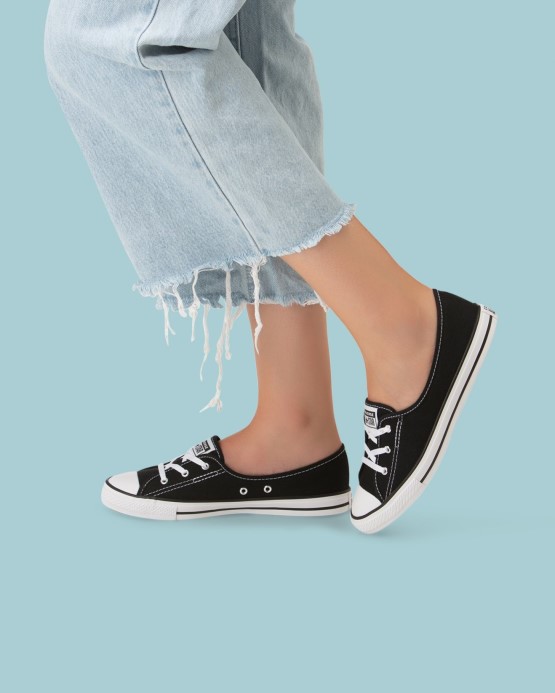 Black Converse Chuck Taylor All Star Elegantná Baletná čipka Slip