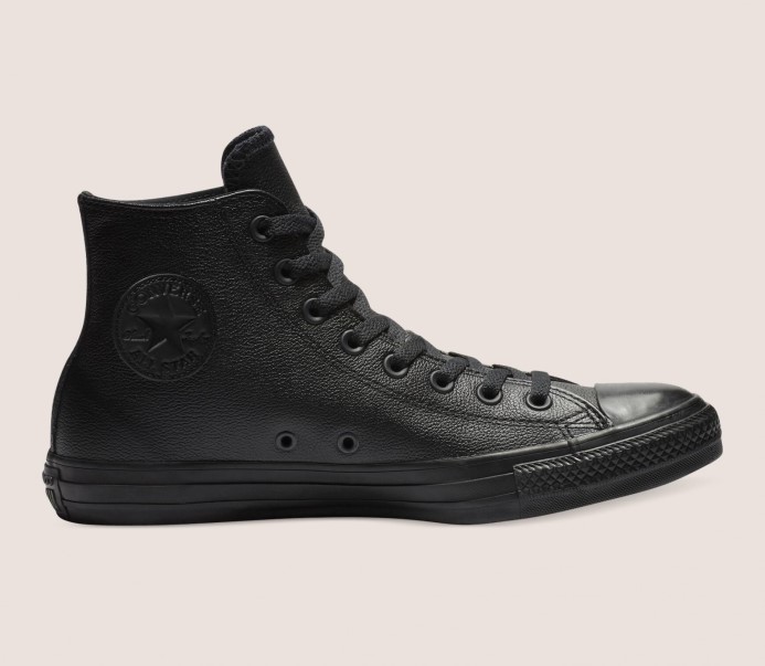 Chuck Taylor All Star Kožený Vysoký Vrchný Diel Converse čierny Mono