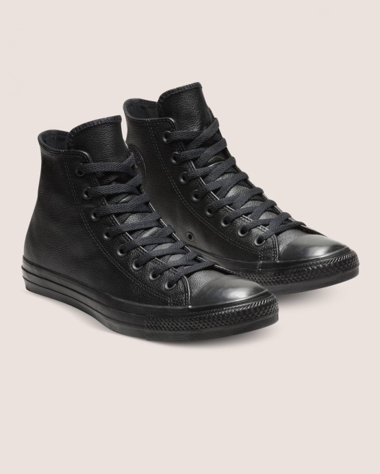 Chuck Taylor All Star Kožený Vysoký Vrchný Diel Converse čierny Mono
