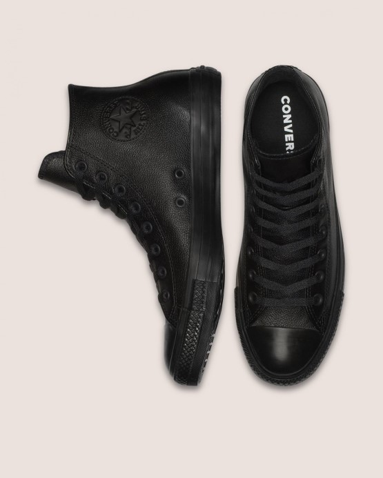 Chuck Taylor All Star Kožený Vysoký Vrchný Diel Converse čierny Mono