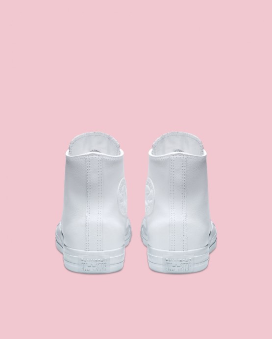 Biele Mono Skľučovadlo Taylor All Star Kožené Vysoké Converse
