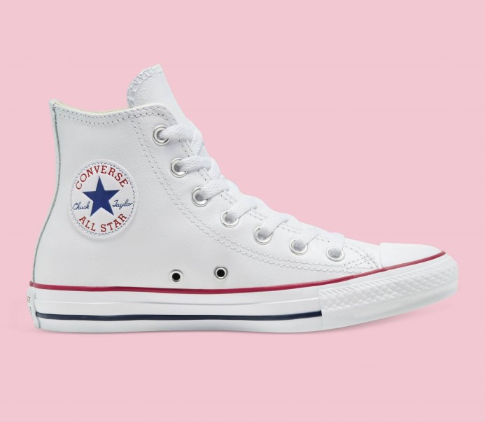 Converse Biely Skľučovadlo Taylor All Star Kožený Vysoký Top