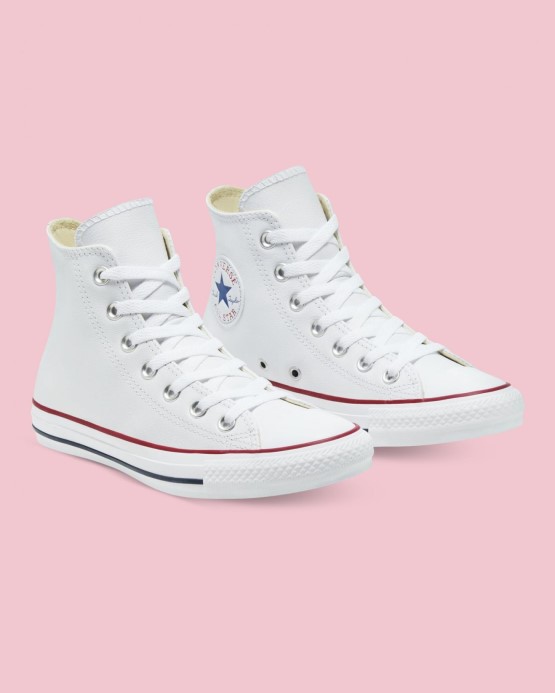 Converse Biely Skľučovadlo Taylor All Star Kožený Vysoký Top