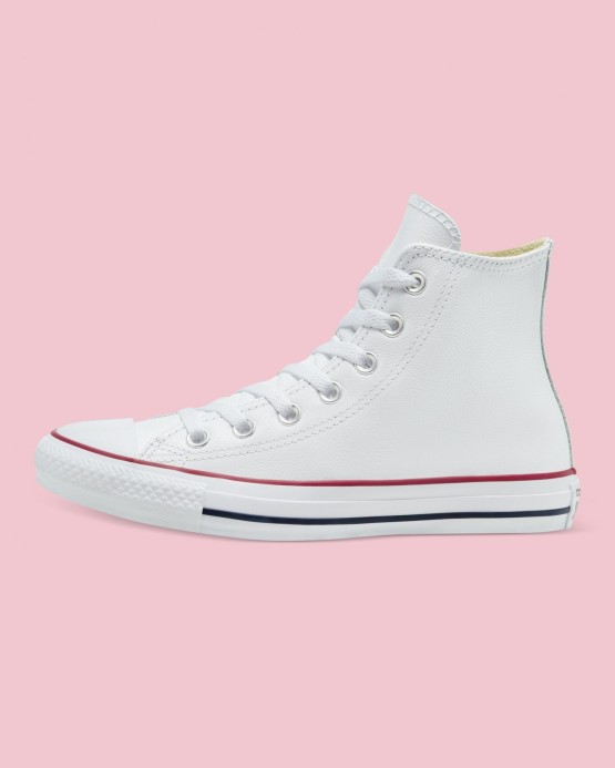 Converse Biely Skľučovadlo Taylor All Star Kožený Vysoký Top
