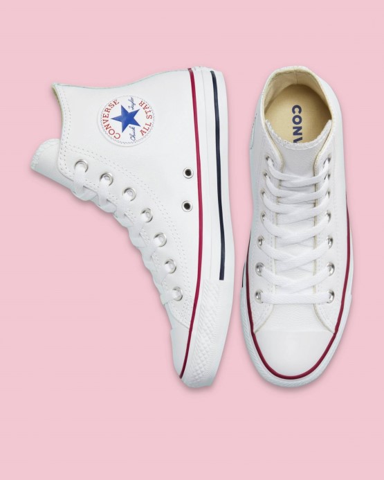 Converse Biely Skľučovadlo Taylor All Star Kožený Vysoký Top