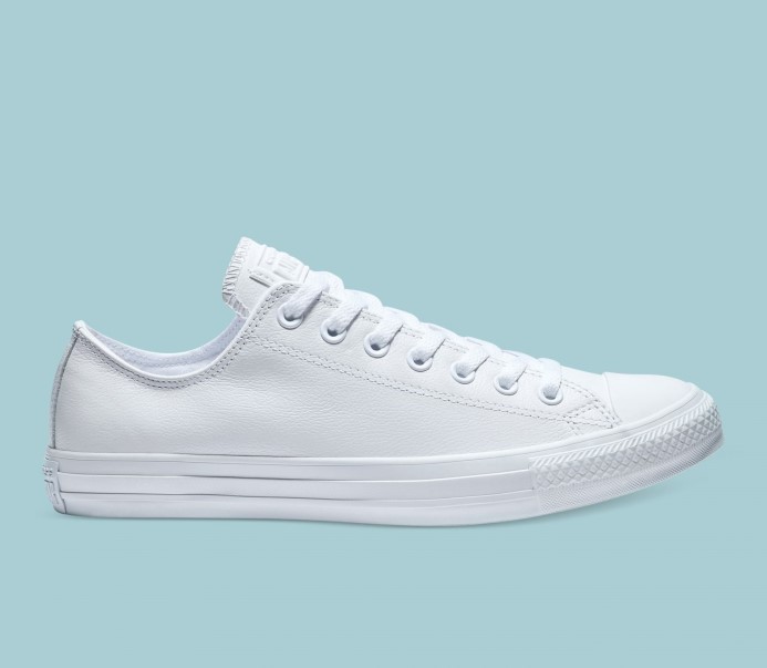 Chuck Taylor All Star Kožené Nízke Converse Biele Mono