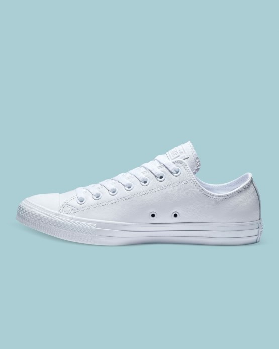 Chuck Taylor All Star Kožené Nízke Converse Biele Mono