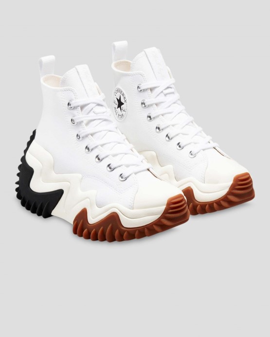 Biela/čierna/gumový Med Converse Beh Hviezda Pohyb Platforma Vysoký Top