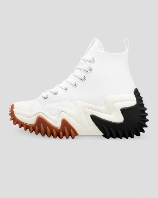 Biela/čierna/gumový Med Converse Beh Hviezda Pohyb Platforma Vysoký Top