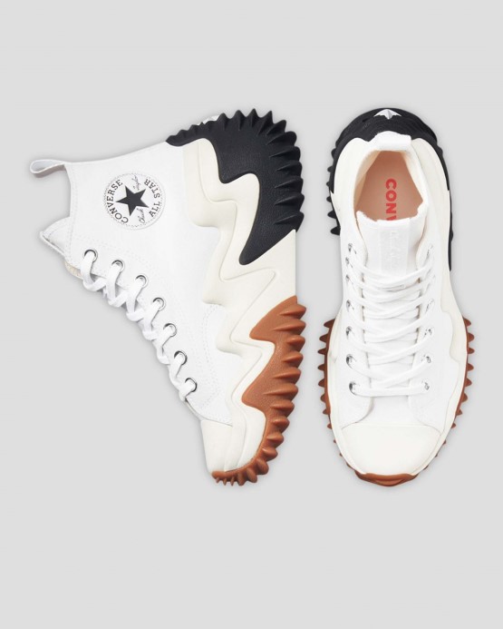 Biela/čierna/gumový Med Converse Beh Hviezda Pohyb Platforma Vysoký Top