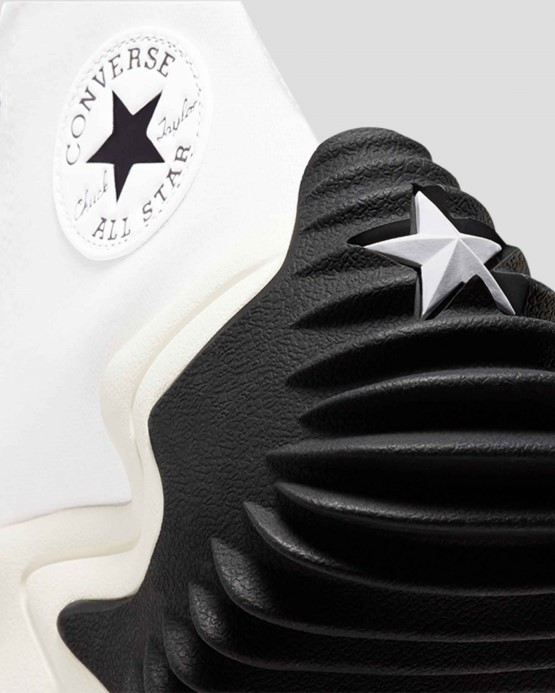 Biela/čierna/gumový Med Converse Beh Hviezda Pohyb Platforma Vysoký Top