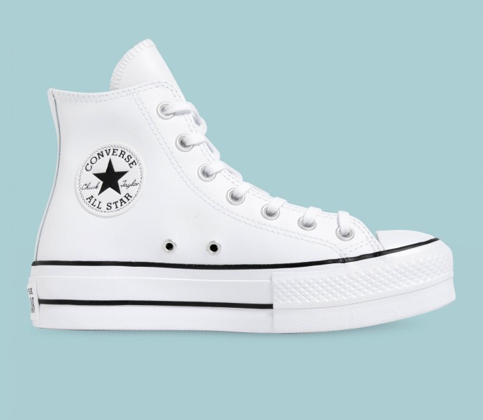Converse Skľučovadlo Taylor All Star Sezónna Kožená Zdvíhacia Plošina Biela/čierna