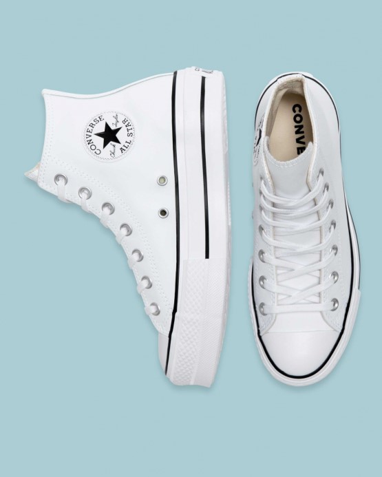 Converse Skľučovadlo Taylor All Star Sezónna Kožená Zdvíhacia Plošina Biela/čierna