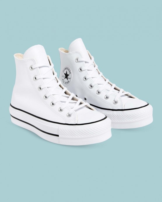 Converse Skľučovadlo Taylor All Star Sezónna Kožená Zdvíhacia Plošina Biela/čierna
