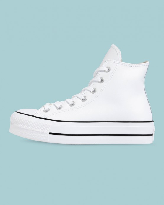 Converse Skľučovadlo Taylor All Star Sezónna Kožená Zdvíhacia Plošina Biela/čierna