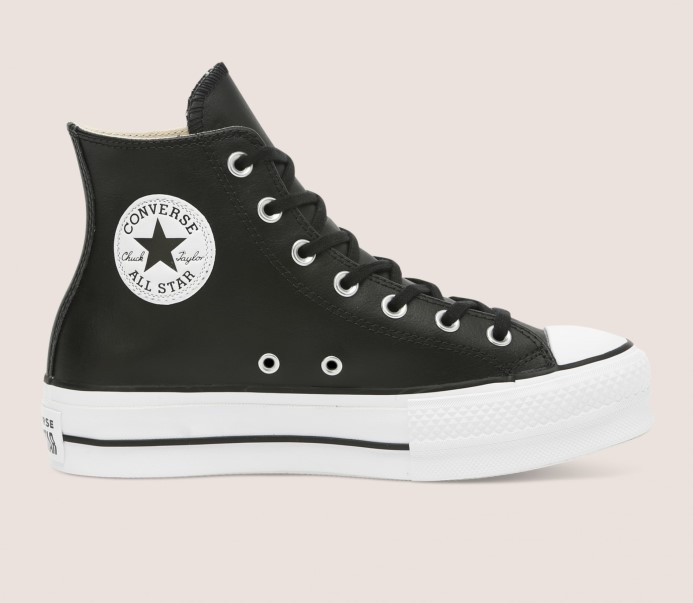 Chuck Taylor All Star Lift čisté Kožené Vysoké čierne/biele Converse