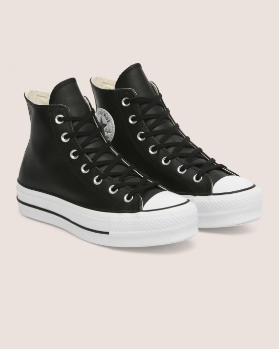 Chuck Taylor All Star Lift čisté Kožené Vysoké čierne/biele Converse