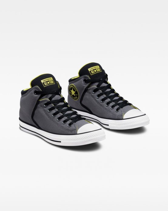 Iron Grey/black/laser Lemon Chuck Taylor All Star High Street Neon Mid Converse