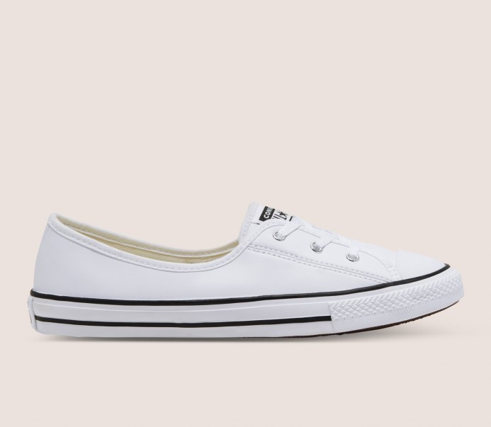White/black Chuck Taylor All Star Balet čipka Z Umelej Kože Slip Converse