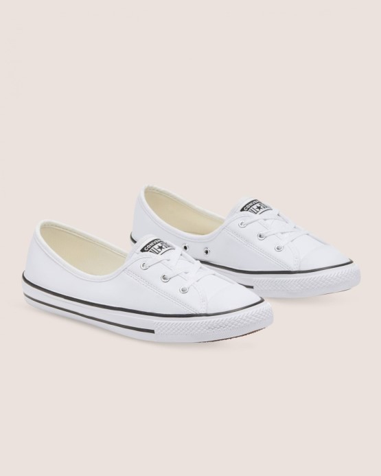 White/black Chuck Taylor All Star Balet čipka Z Umelej Kože Slip Converse