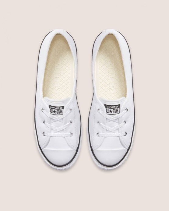White/black Chuck Taylor All Star Balet čipka Z Umelej Kože Slip Converse