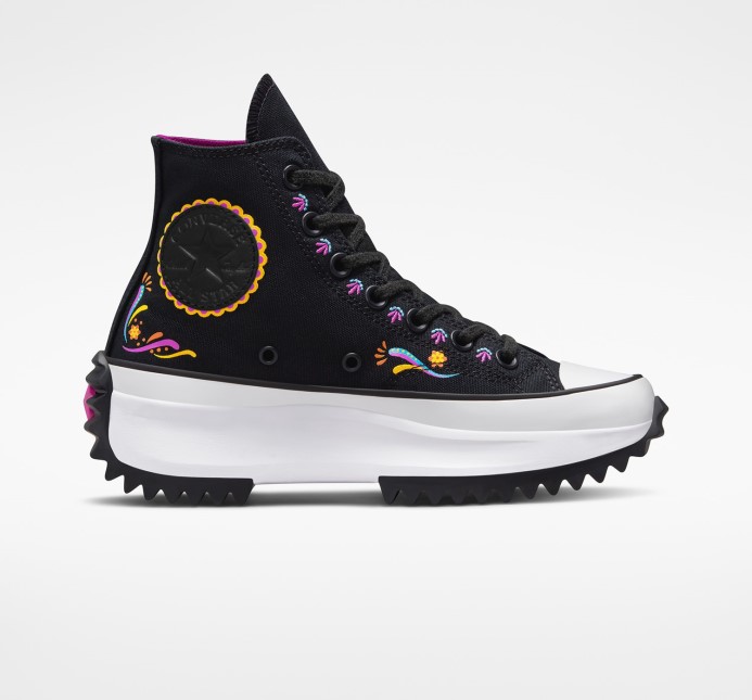 Converse Run Star Hike Dia De Muertos Vysoký Top čierny/aktívna Fuchsiová/amarillo
