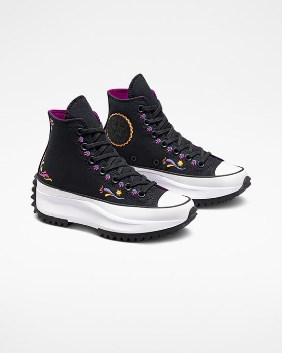 Converse Run Star Hike Dia De Muertos Vysoký Top čierny/aktívna Fuchsiová/amarillo