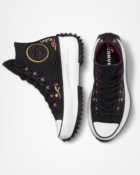 Converse Run Star Hike Dia De Muertos Vysoký Top čierny/aktívna Fuchsiová/amarillo