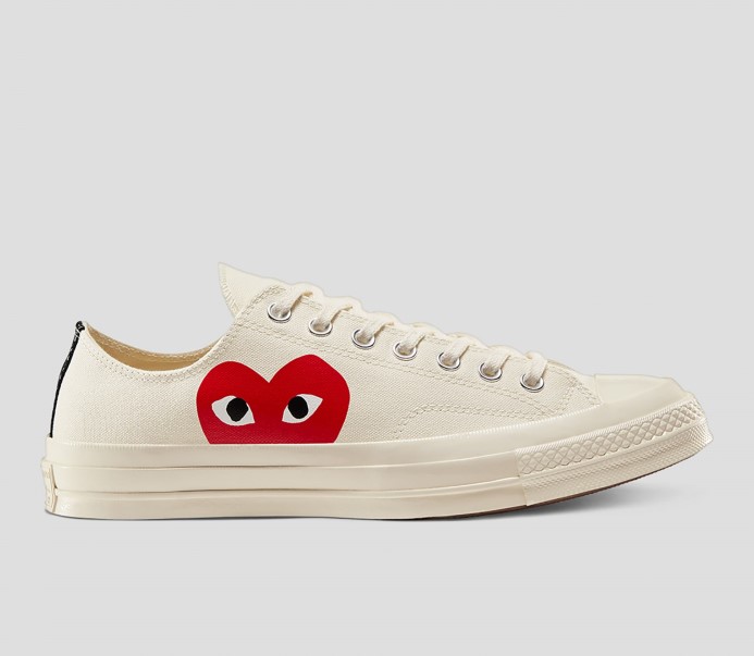 Converse X Comme Des Garcons Skľučovadlo 70 Play Low Top Mliečna Biela