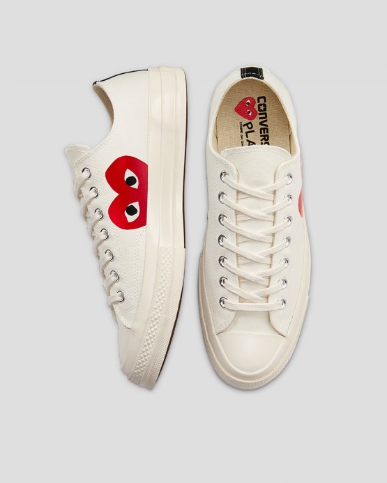 Converse X Comme Des Garcons Skľučovadlo 70 Play Low Top Mliečna Biela