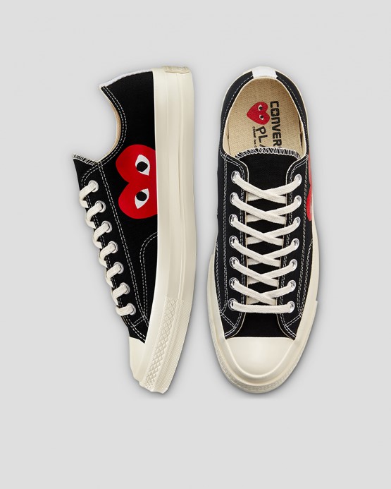 Black Converse X Comme Des Garcons Skľučovadlo 70 Play Low Top
