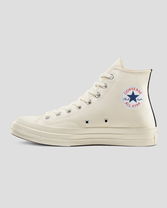 Converse X Comme Des Garcons Skľučovadlo 70 Play High Top Mliečna Biela