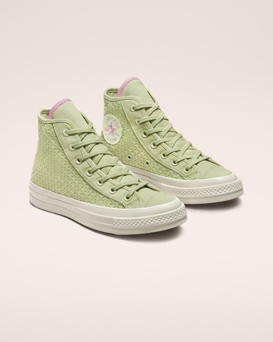 Olivová Aura/za Ružový/bledý Tmel Converse Skľučovadlo 70 Letný žakárový Vysoký Top