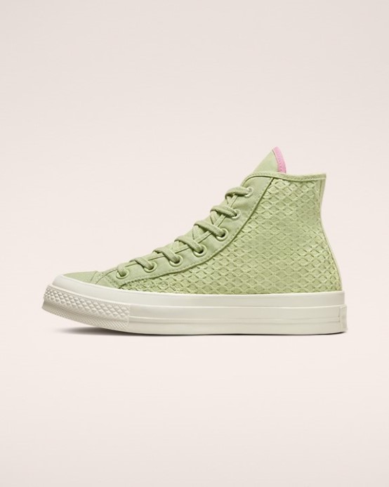 Olivová Aura/za Ružový/bledý Tmel Converse Skľučovadlo 70 Letný žakárový Vysoký Top