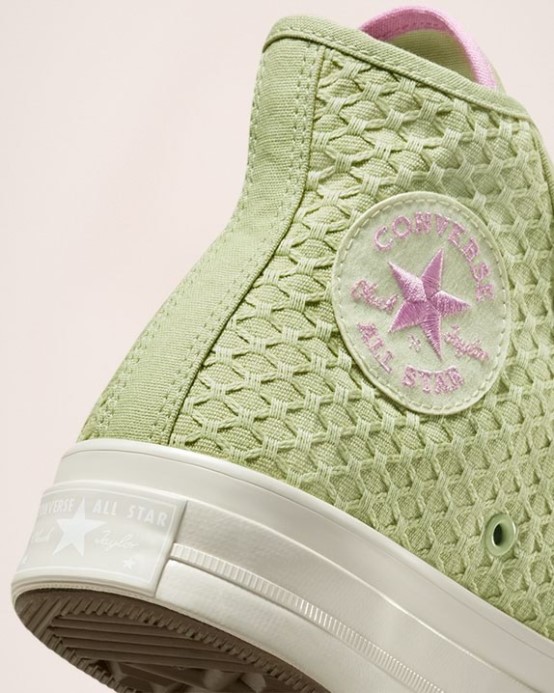 Olivová Aura/za Ružový/bledý Tmel Converse Skľučovadlo 70 Letný žakárový Vysoký Top