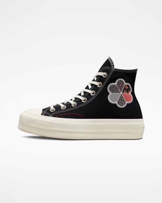 Black/egret/red Converse Skľučovadlo Taylor All Star Lift Gran-z Vysoký Top
