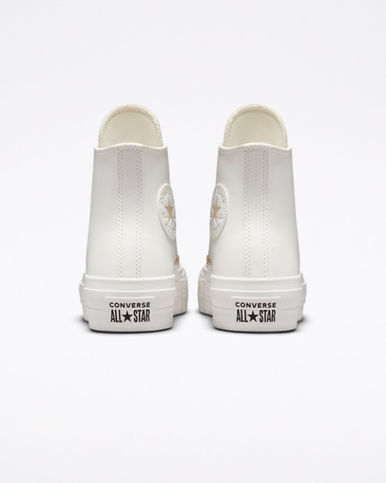 Vintage White/egret/gold Chuck Taylor All Star Syntetická Koža Lift High Top Converse
