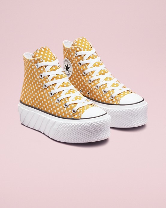 Chuck Taylor All Star Lift 2x Bodkovaný Vysoký Top Goldtone/biela/čierna Converse